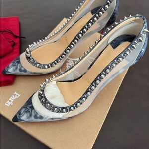 Christian Louboutin Denim blue and Spiked Heels